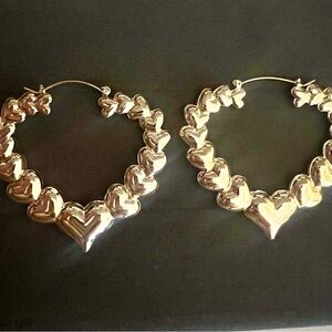 Gold Heart Hoop Earrings